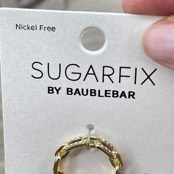 NWT - BAUBLEBAR Crystal Link Chain Ring in Gold Sugarfix - Size 7 - Picture 6 of 6